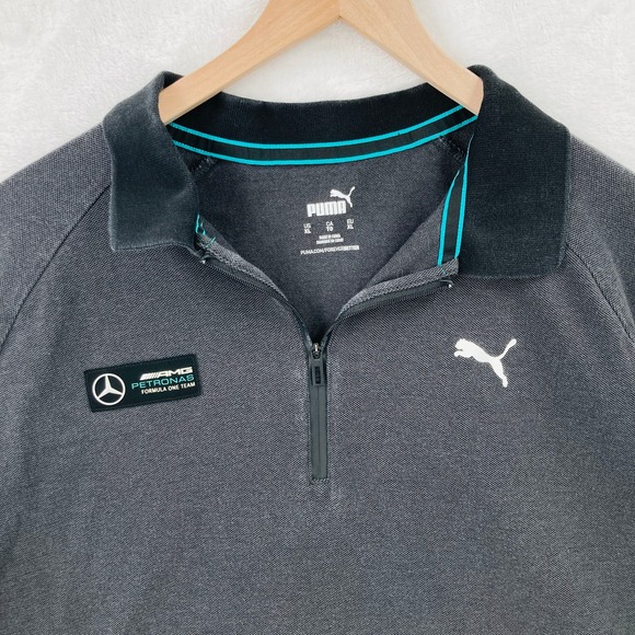 Puma Mercedes AMG Polo Shirt Mens XL Gray Petronas Formula One Team Zip - Picture 2 of 11